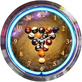 Neonetics Bar and Game Room Billiards Space Balls Neon Wall Clock, 15-Inch