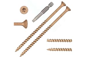 Bobibbi Wood Screws #10 x 4’’, T25 Star Torx Drive Flat Head Deck Screws, Brown, 52Pcs (1lb)