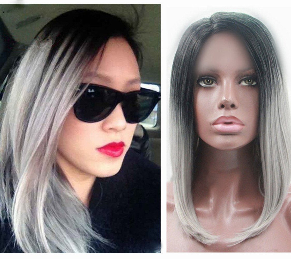 B G 9 8 Inches Two Tones Short Straight Wigs For Black Women Short