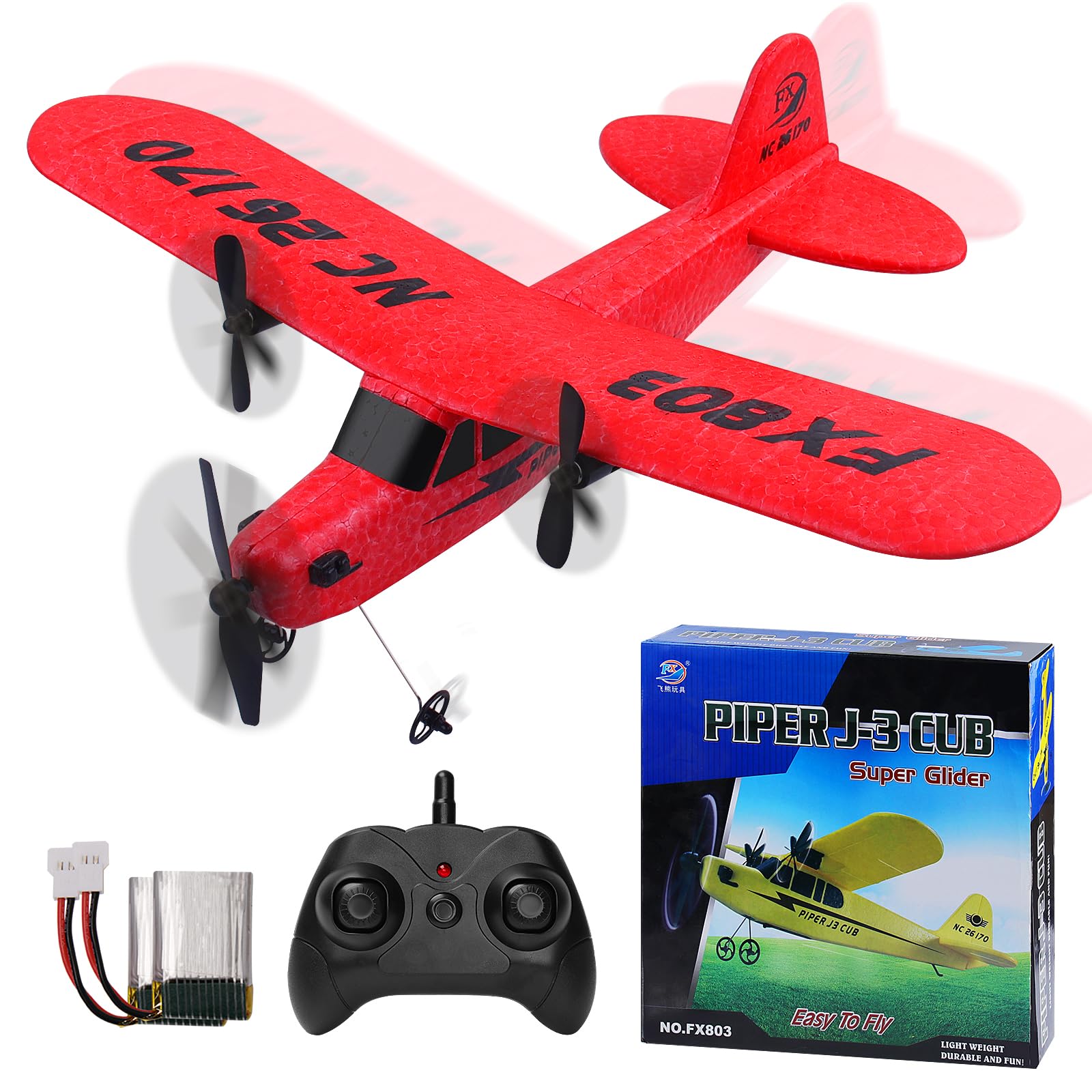 yusvwkj 2.4GHz 2-channel Remote Control Airplane: FX803 EPP RC Plane RC aircraft for beginners Kids and adults toy with USB charging Easy to fly,RED
