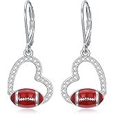 LONAGO Sport Earrings for Women 925 Sterling Silver Soccer Football Drop Earrings