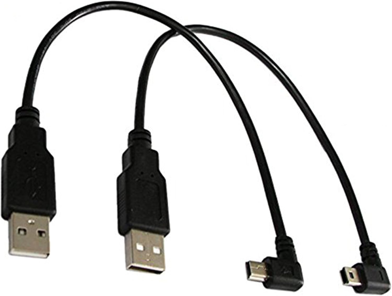USB 2.0 Extension Cable-Cerrxian 9 Inch Mini USB Cable Combo Mini USB Right Angle & Left Angle Male to USB Type A 2.0 Data Sync and Charge Cable (1 Pair)