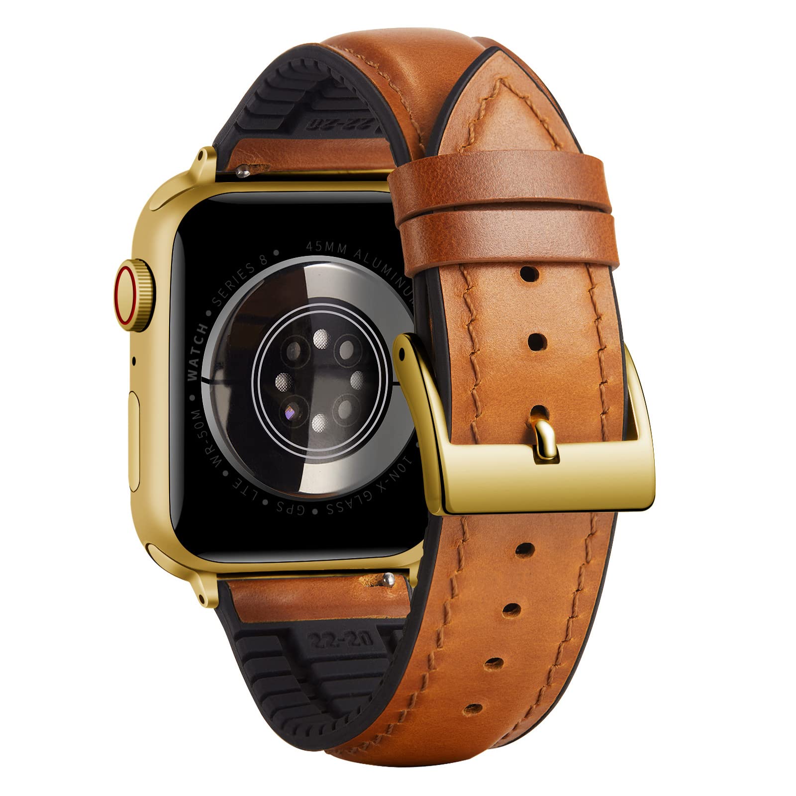 BINLUN Compatible with Apple Watch Strap 38mm 40mm 41mm 42mm Oil Wax Leather and Breathable Silicone Hybrid Replacement Band Compatible with iWatch Straps Ultra SE SE2 Series 11/10/9/8/7/6/5/4/3/2/1