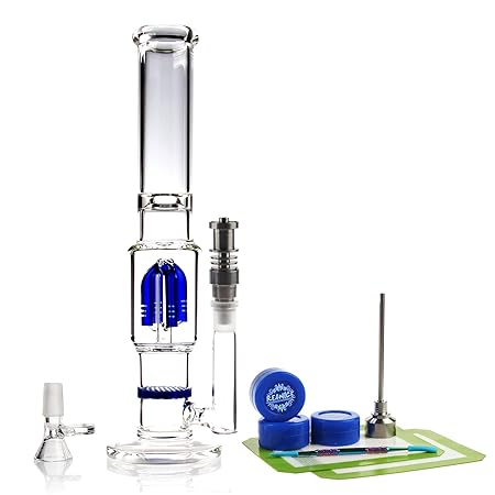 REANICE Recycler Glasbong wasserpfeife zum beispiel 14.5mm bong +3-PACK Wachs Dab Boxcontainer+2-PACK Antihaft-Silikon-Matte-