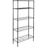 AmazonBasics 5-Shelf Adjustable, Storage Shelving Unit, Steel Organizer Wire Rack, Black