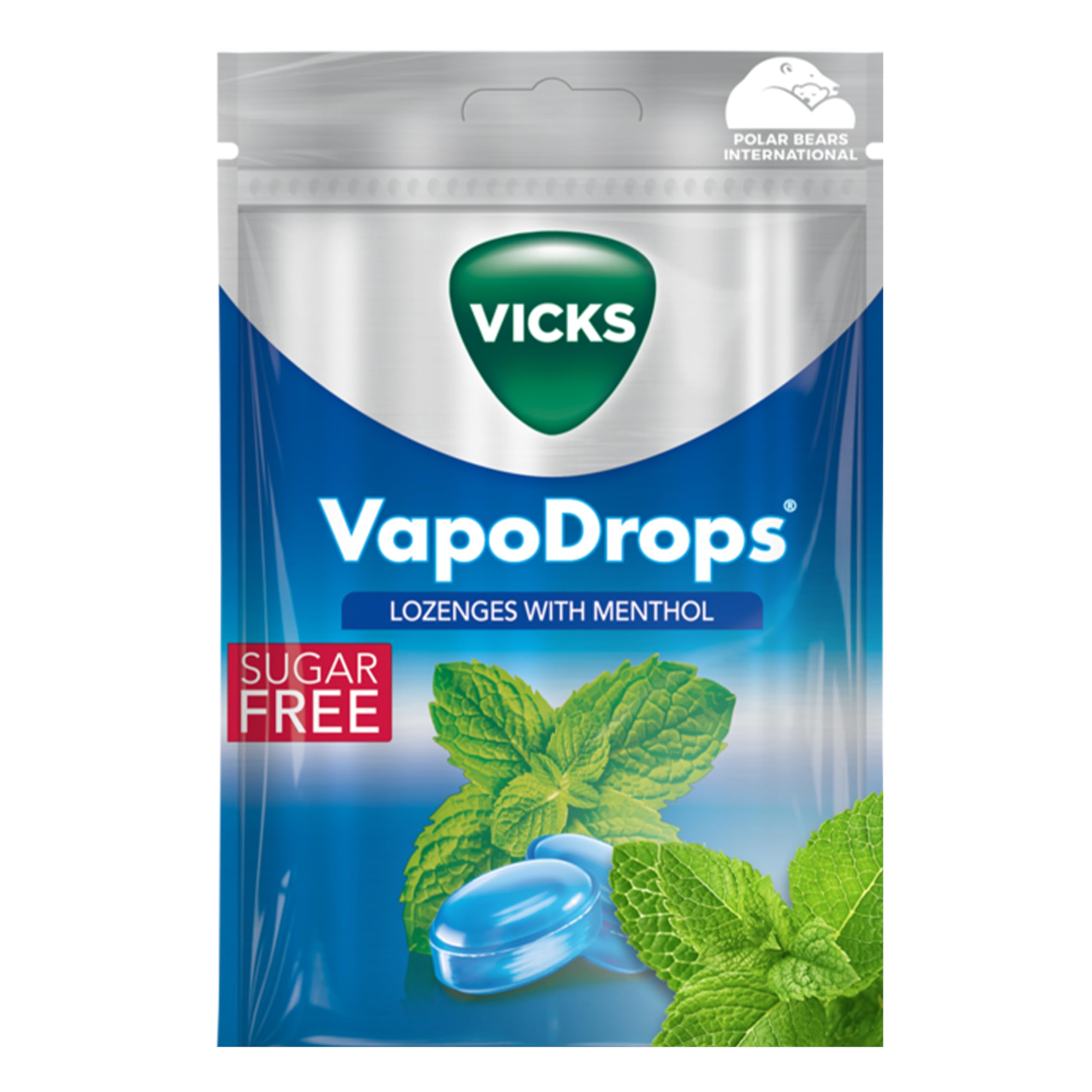 VICKS VapoDrops Menthol, Classic Sugar Free Vegan Lozenges With Menthol, Pack 72g