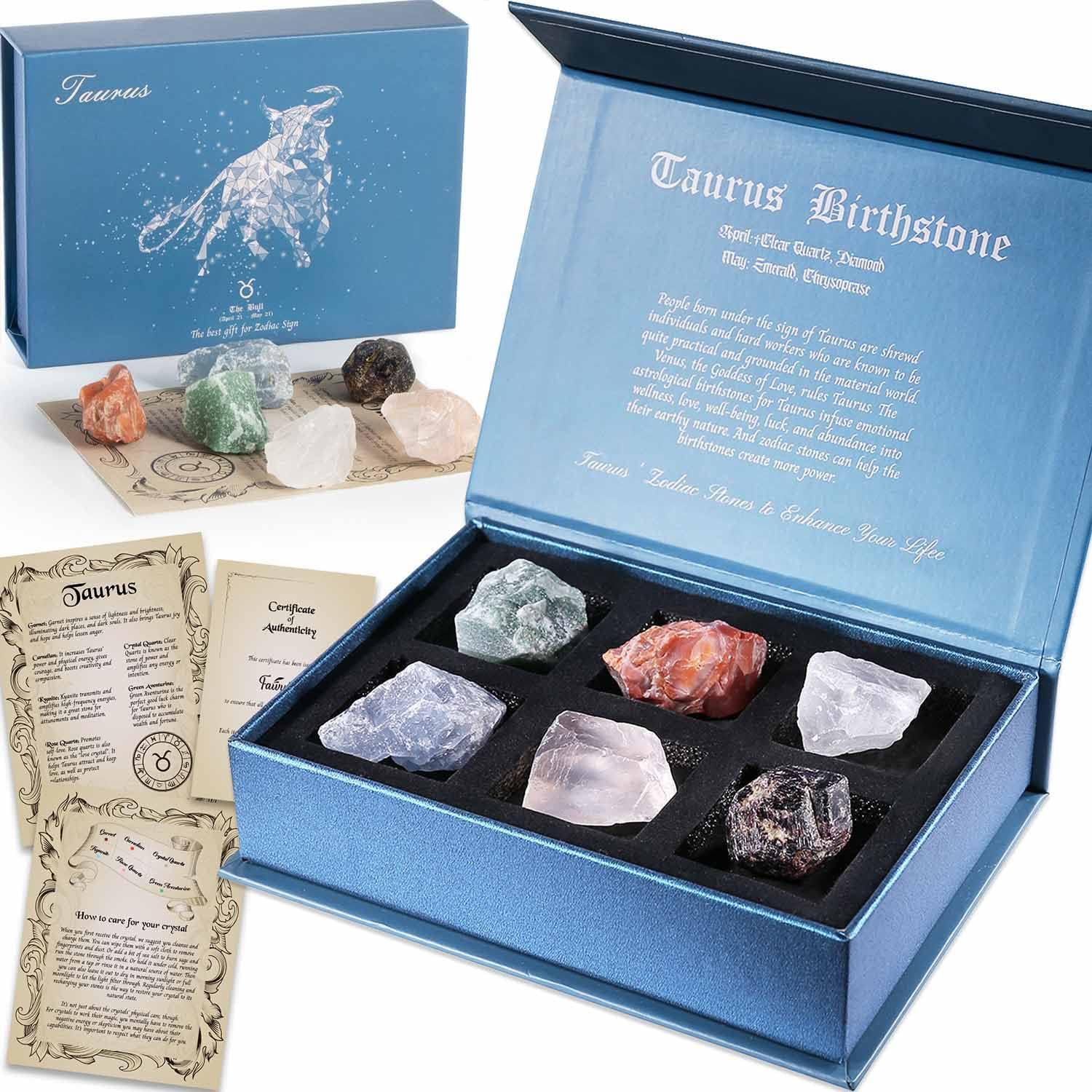 Indoor Fountains & Accessories - Taurus Crystals Gifts, Taurus Healing Crystals Zodiac Sign Beginners Stones, Horoscope Astrology Gifts for Women Spiritual Decor, Gifts Idea for Friends, Nieces, Daughters, Mother's Day, Taurus