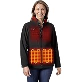 ORORO Women's 5 Heat Zones Softshell Heated Jacket, Fleece Lined Heated Jacket with USB-C Rechargeable Battery