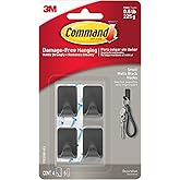 Command 3M [Removable]: Small Matte Black Hooks [4 Hooks/Pack] (Matte Black)