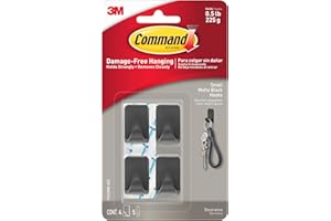 Command Small Matte Black Hooks 17032MB-4EF, 4 Hooks, 5 Strips (17032MB-4ES)