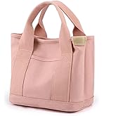 MINGRI Canvas Tote Bag for Women,Small Mini Totes Bags with Zipper Crossbody Purse with Pockets Shoulder Handbag