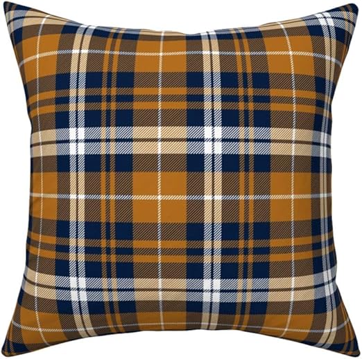 Amazon Com Roostery Throw Pillow Navy Rust Orange Plaid Tartan