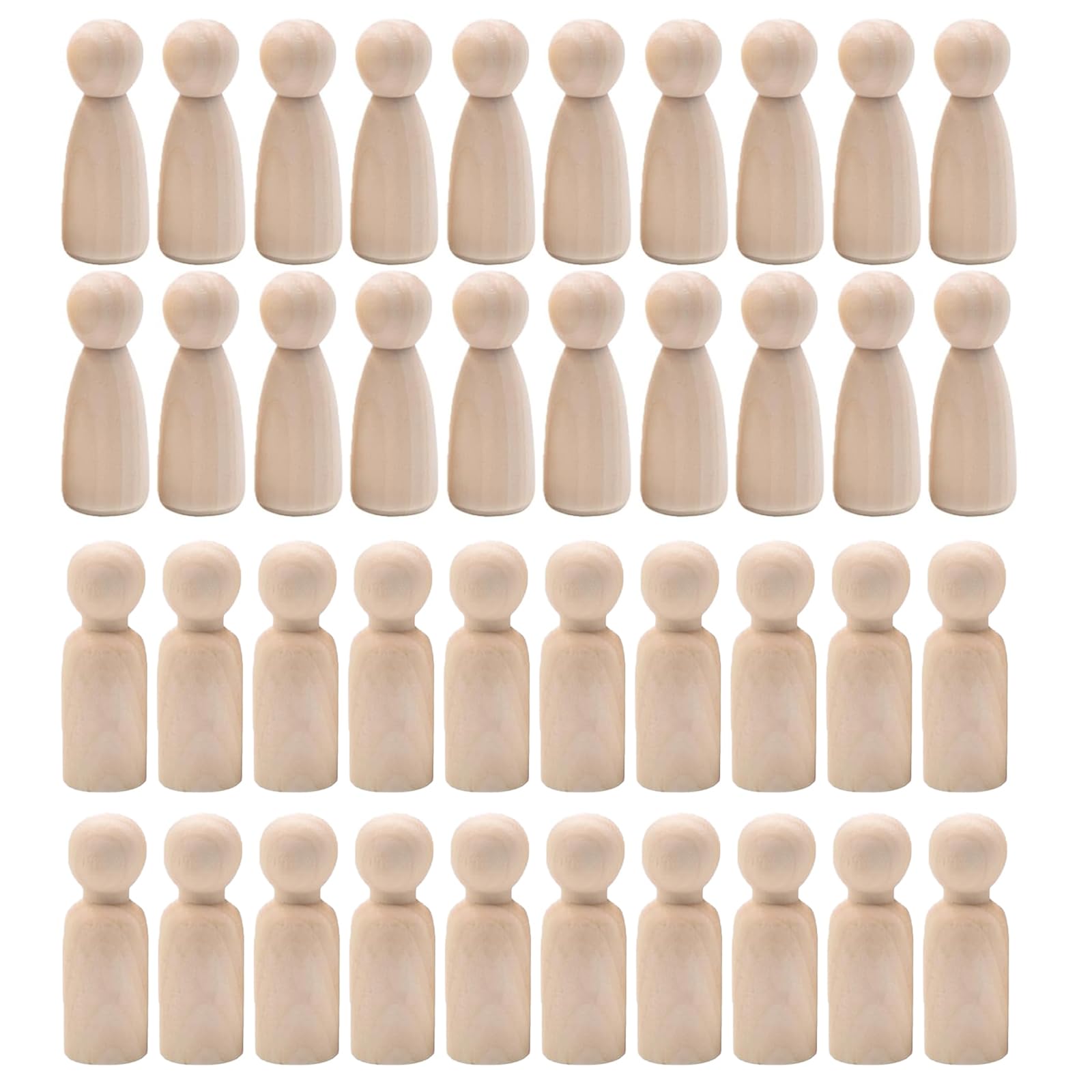 40Pcs Wooden Peg Dolls, Wooden People Figures, 35 Mm Unfinished Wood Female Male Plain Blank Bodies Angel Dolls for Kids Art and Creative DIY Craft