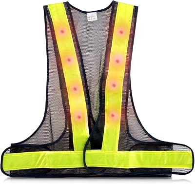 kwmobile LED Safety Vest High Visibility Waistcoat Traffic Outdoor Night