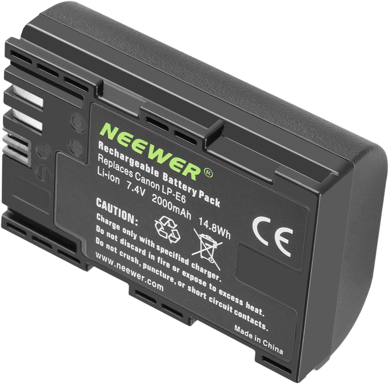 Neewer LP-E6 LP E6N Battery Rechargeable Battery Charger Set for Canon 5D Mark II III IV, 5Ds, 6D, 70D, 80D and More (2-Pack Black 2000mAh Camera Batteries,Versatile Charging Option with USB)-Black: Camera & Photo