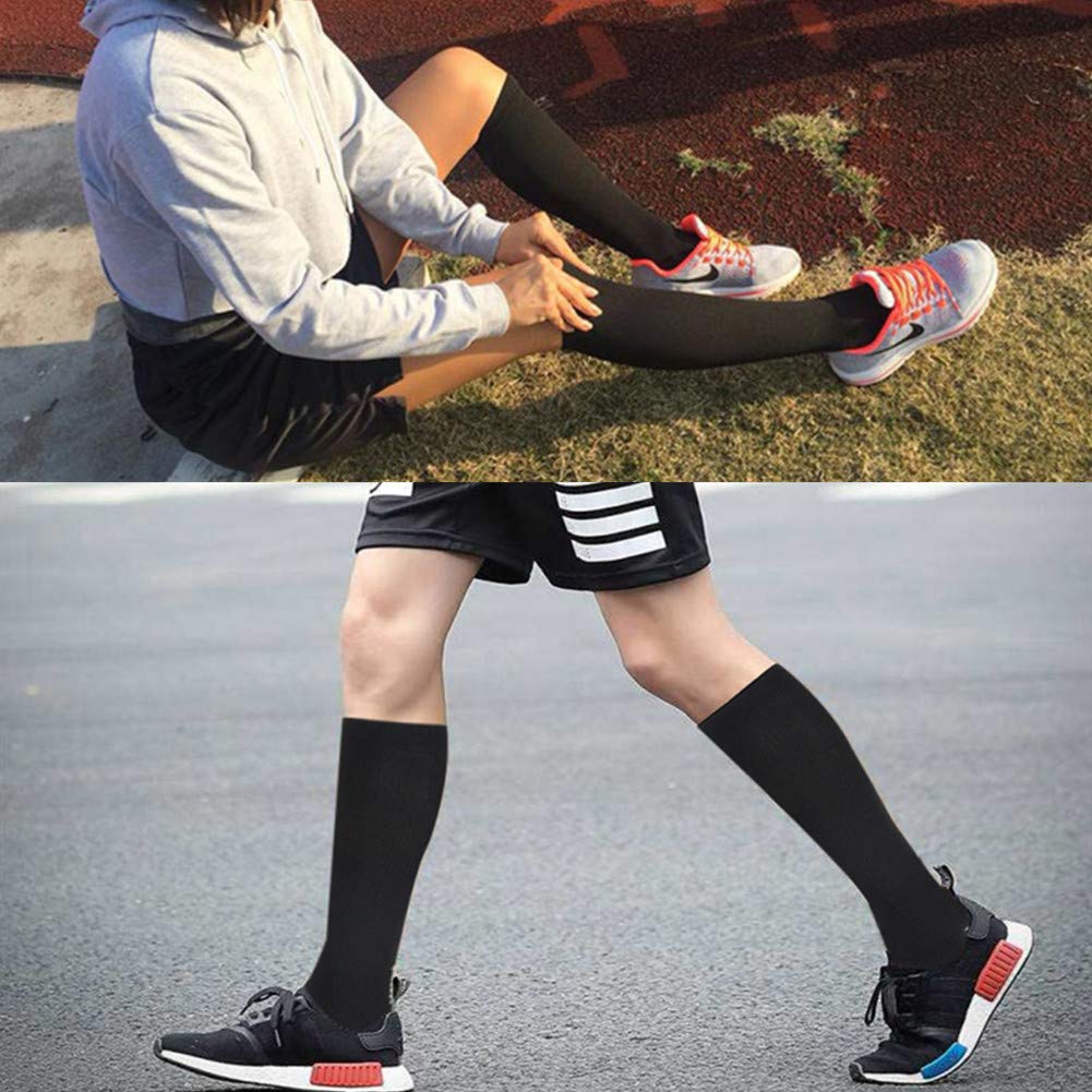 2/3Pairs Compression Socks, 15-25mmHg Medical Sport Nursing Compression Socks for Men Women Marathon Maternity Pregnancy Flight Shin Splints Edema Varicose Veins (B-Black+White+Pink, L/XL)