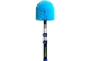 EVERSPROUT 1.5-to-3 Foot Cobweb Duster and Extension-Pole Combo (8-10 Ft Standing Reach, Soft Bristles) | Hand Packaged | Lightweight, 3-Stage Aluminum Pole | Indoor & Outdoor Use Brush Attachment