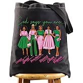 WZMPA Sorority Sisters Cosmetic Makeup Bag Pink and Green Gift God Says You Are Sorority Makeup Zipper Pouch Bag Greek Sorority Paraphernalia (God Says AK T-BL)