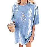 Remidoo Womens Oversized Graphic Tees Short Sleeve T Shirt Casual Vacation Top