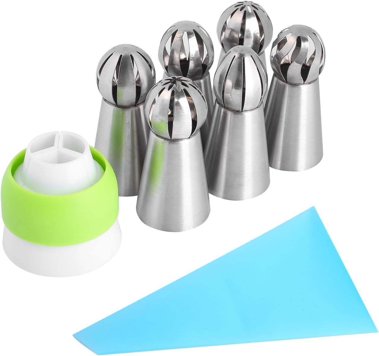 Russian Ball Tips, PROMENE Russian Sphere Ball Icing Tips Nozzles Cake Decorating Supplies Cookies Macaron Cupcake Decorating Tips Kits with 3 Colors Coupler (6 Sets)