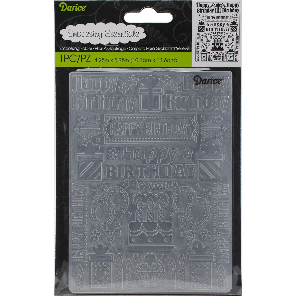 Darice Embossing Folder 4.25 x 5.75-inch-Birthday Collage, 4.25 x 5.75