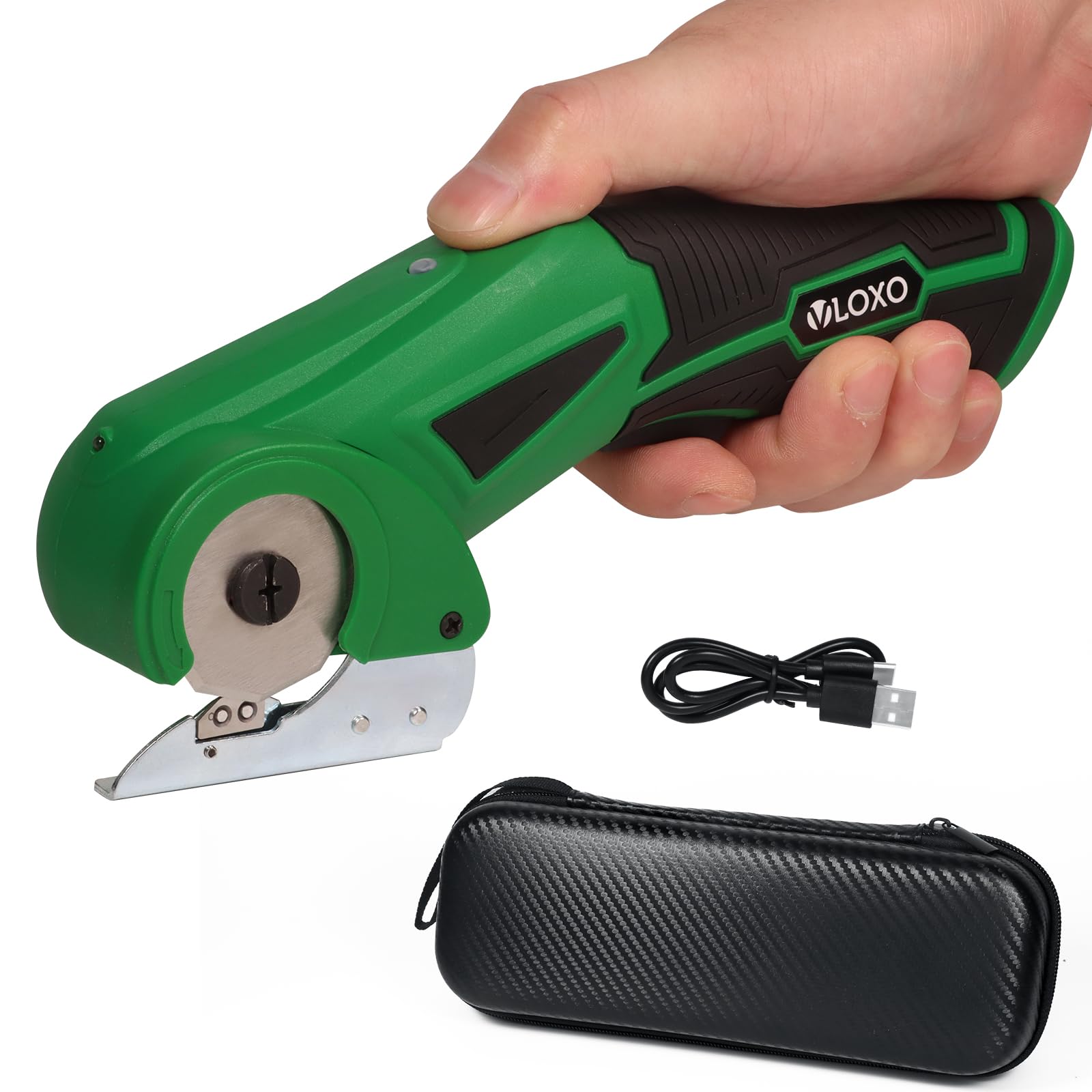 Photo 1 of VLOXO Cordless Electric Scissors Upgraded, 4V Electric Cardboard Cutter Rechargeable Fabric Mini Cutter Rotary Multi-Cutting Power Tool with Safety Lock & LED Light for Carpet Leather Felt Storage Box