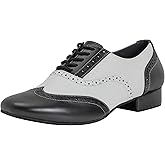 Linodes Men's Latin Dance Shoes 1 Inch Leather Sole Ballroom Salsa Tango Waltz Character Shoe-Colorful
