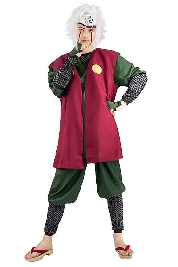 Dazcos Us Size Adult Jiraiya Anime Cosplay Costume Men Xxl Red Green Amazon In Clothing Accessories