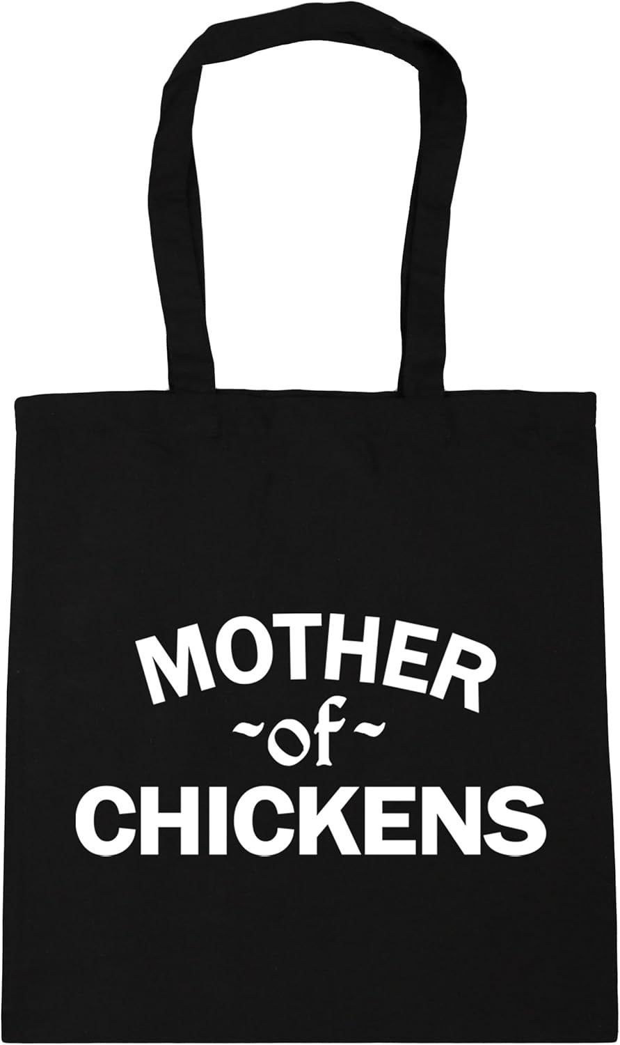Hippowarehouse Mother Of Chickens Tote Shopping Gym Beach Bag 42cm x38cm, 10 litres, Black
