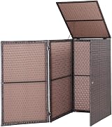 CASARIA Wheelie Bin Hideaway 240L Brown Poly Rattan Garden Shield view 3