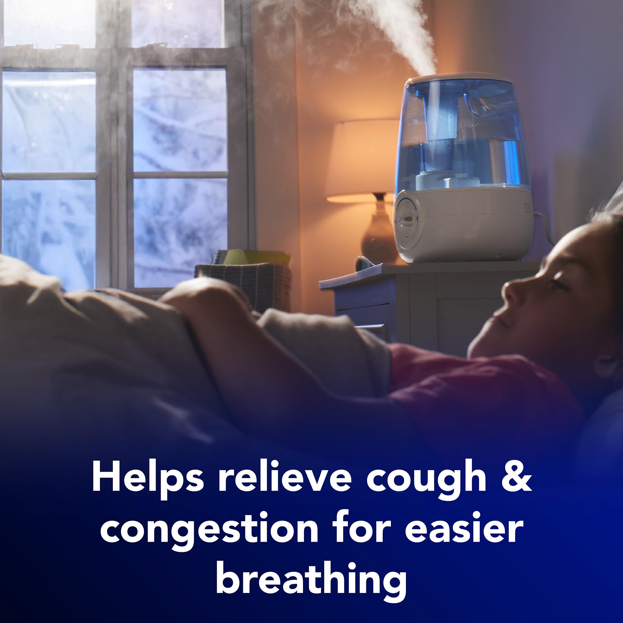 Vicks Filter-Free Ultrasonic Humidifier, Recommended by Pediatricians*, 1.2 Gal Ultrasonic Cool Mist Humidifiers for Bedrooms & Kids Rooms, Works with Vicks VapoPads