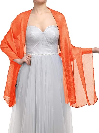Amazon Gardenwed ショール ストール 結婚式 羽織物 お呼ばれ ボレロ ラメ パーティー フォーマル レディース ファッション 大判 春夏 無地 リバーシブル 二次会 代30代40代50代 ファッション 同窓会 成人式 22色全 オレンジ ストール 通販