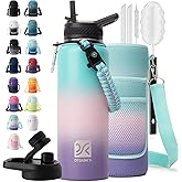 DYSANKY Insulated Water Bottle | Thickened Stainless Steel Vacuum Metal | Portable Sports Water Jug for Gym and Hiking with Straw, Carrier Bag, Handle Strap | BPA-Free 40 oz