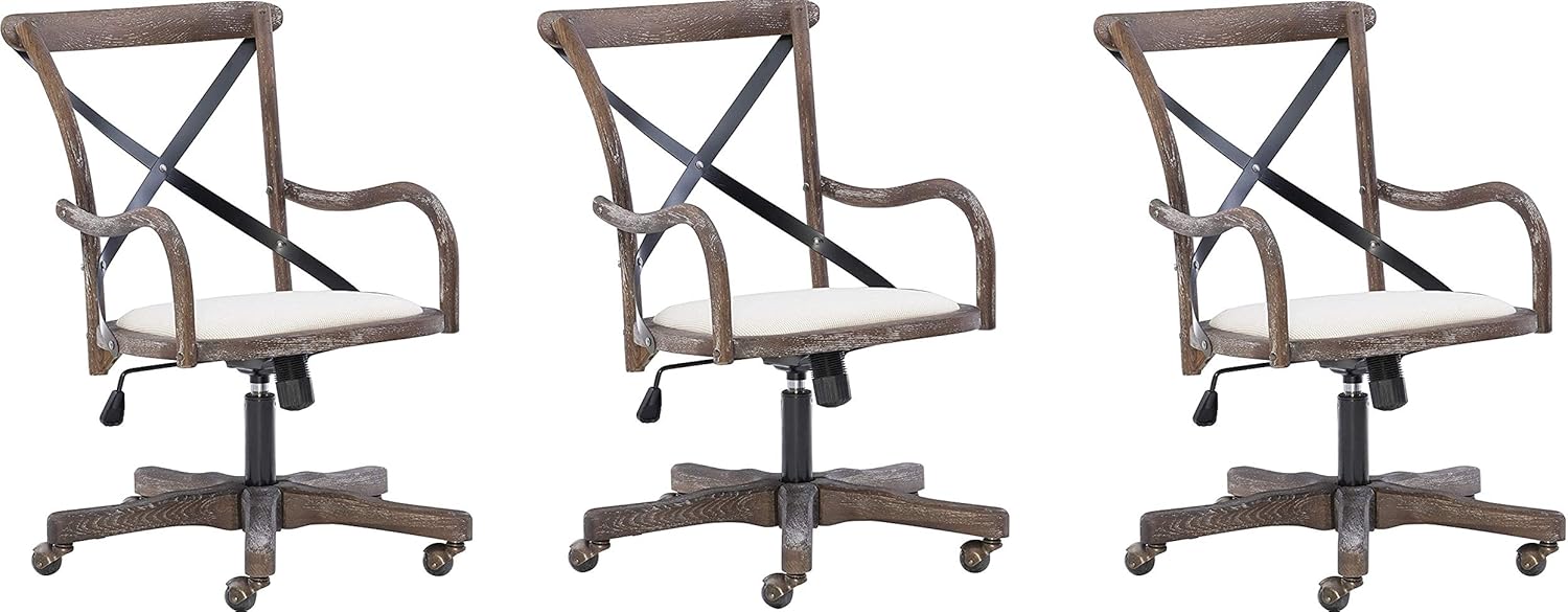 Linon Home Décor Mavis Café Office Chair, Grey (Pack of 3)