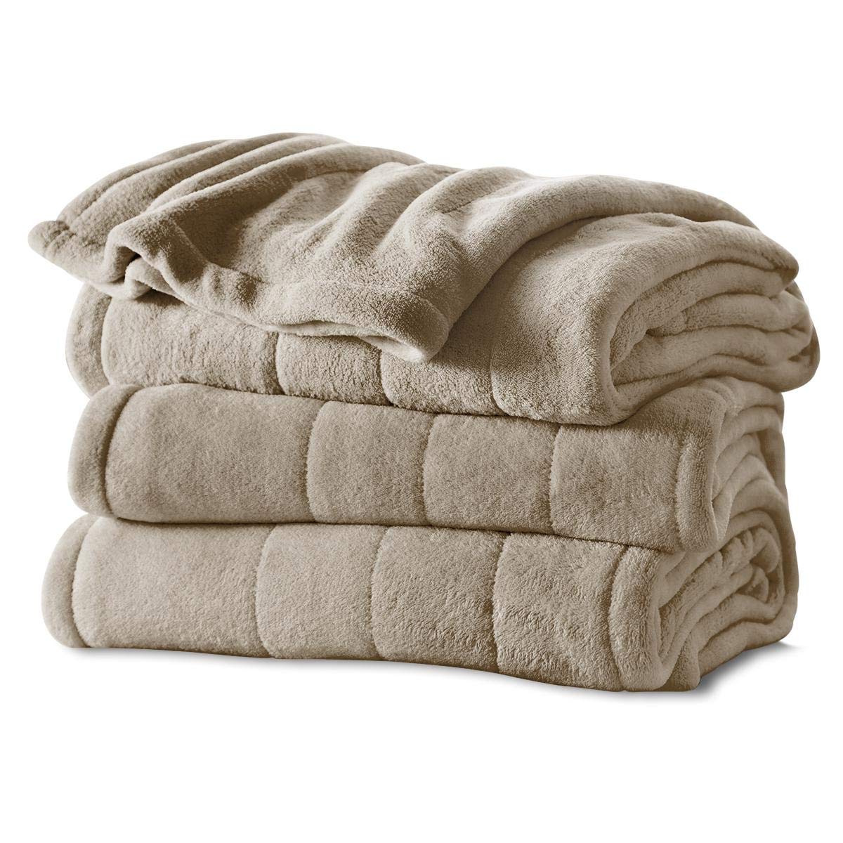 (similar to stock) Sunbeam Heated Blanket | Microplush, 10 Heat Settings, Mushroom, Twin