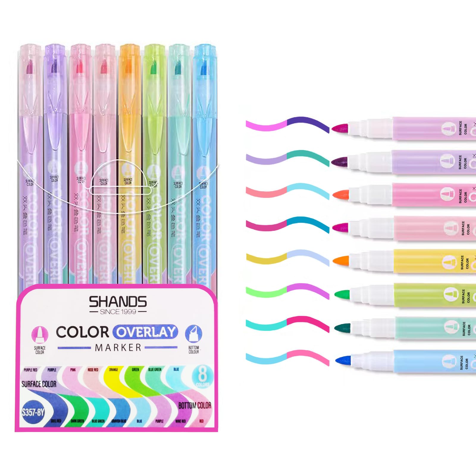 AOMAYLL 8Pcs Pastel Highlighter,Double Highlighters Pens,Stacked Highlighter No Bleed for Journal, Bible,Writing Drawing, School Office Supplies (8)