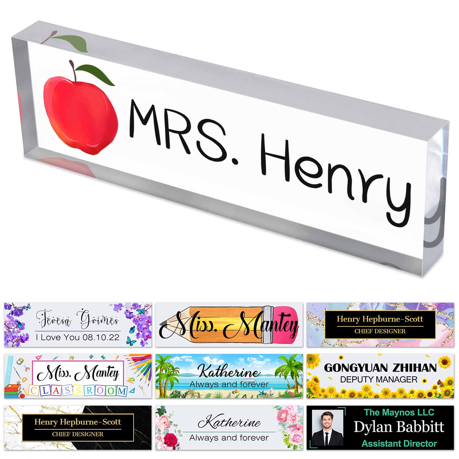 Office Desks Name Plate Personalized Custom Clear