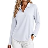 PINSPARK Womens Golf Shirt Long Sleeve Polo Shirts 1/4 Zip Tennis Hiking Tops UPF 50+ Workout Athletic Tee with Thumb Holes