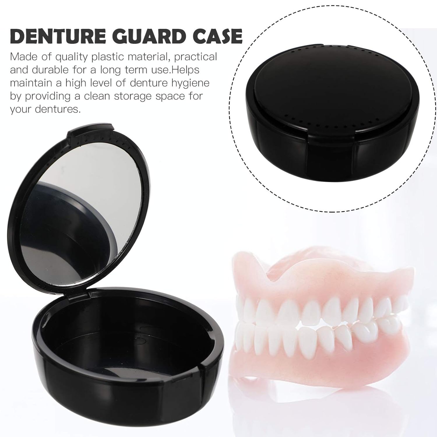 Healifty Denture Case 2 Pcs Denture Cup Container Fake Teeth Storage Case Retainer Box for Men Women (Black) : Beauty