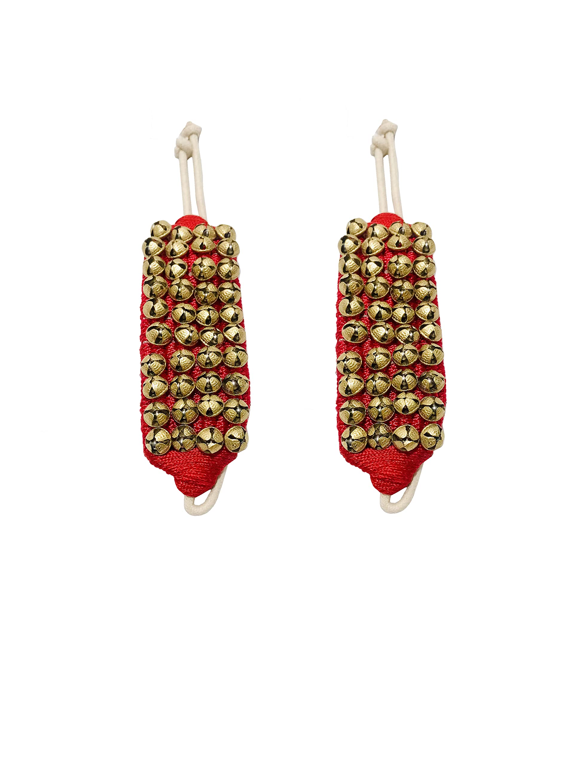 Ghungroo dancing bells ankle bells ghunghroo Red soft pad Four line ghungroo (40 + 40) Classical Dance Accessories Kathak dance brass bells (14 NO.) musical anklet for Bharatnatyam