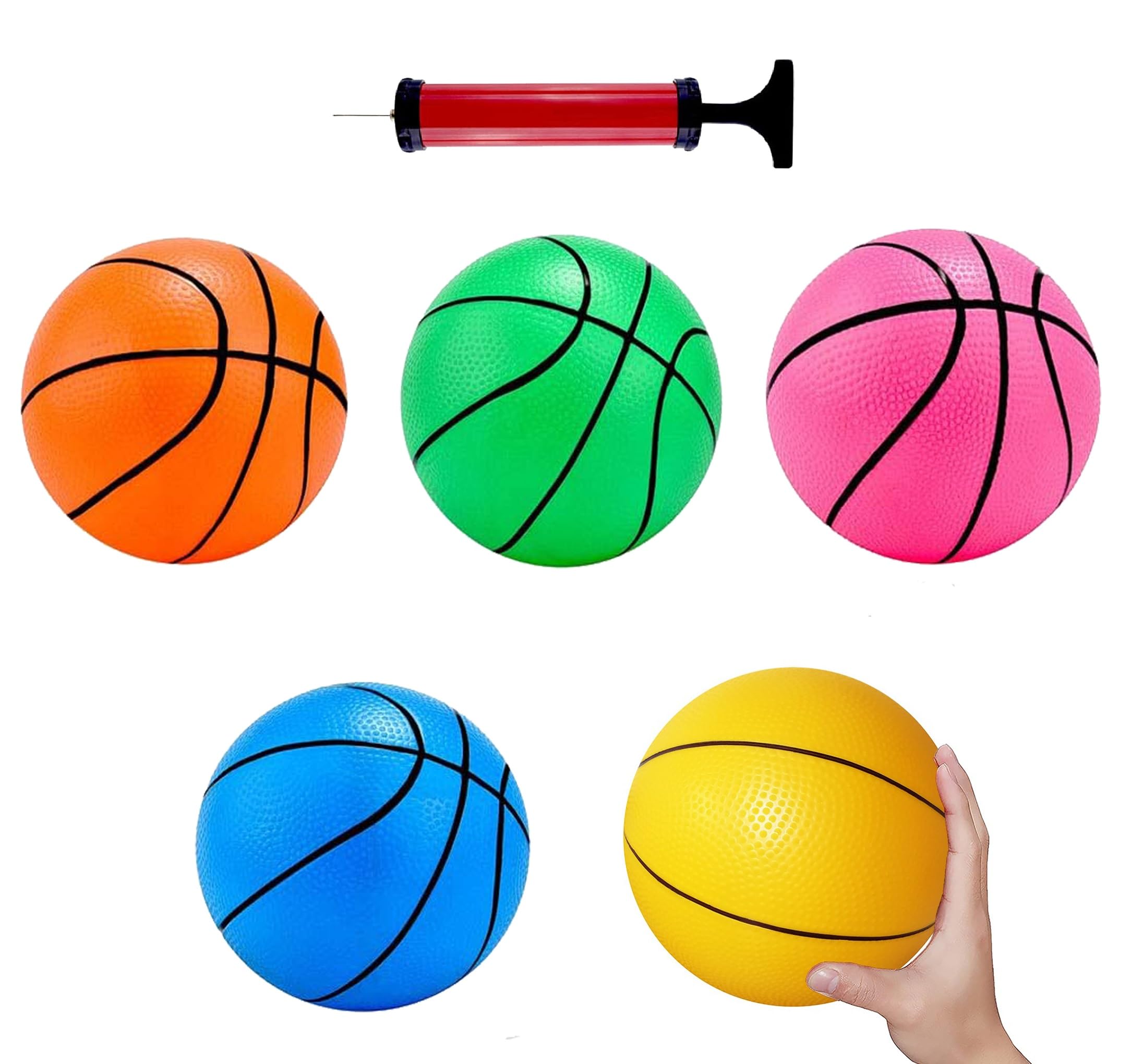 Mini Basketball, Colorful Children'S Mini Toy Basketball Set, With 16cm Rubber Basketball, Suitable For Indoor And Outdoor Children'S Basketball Hoop (5 Packs) 1