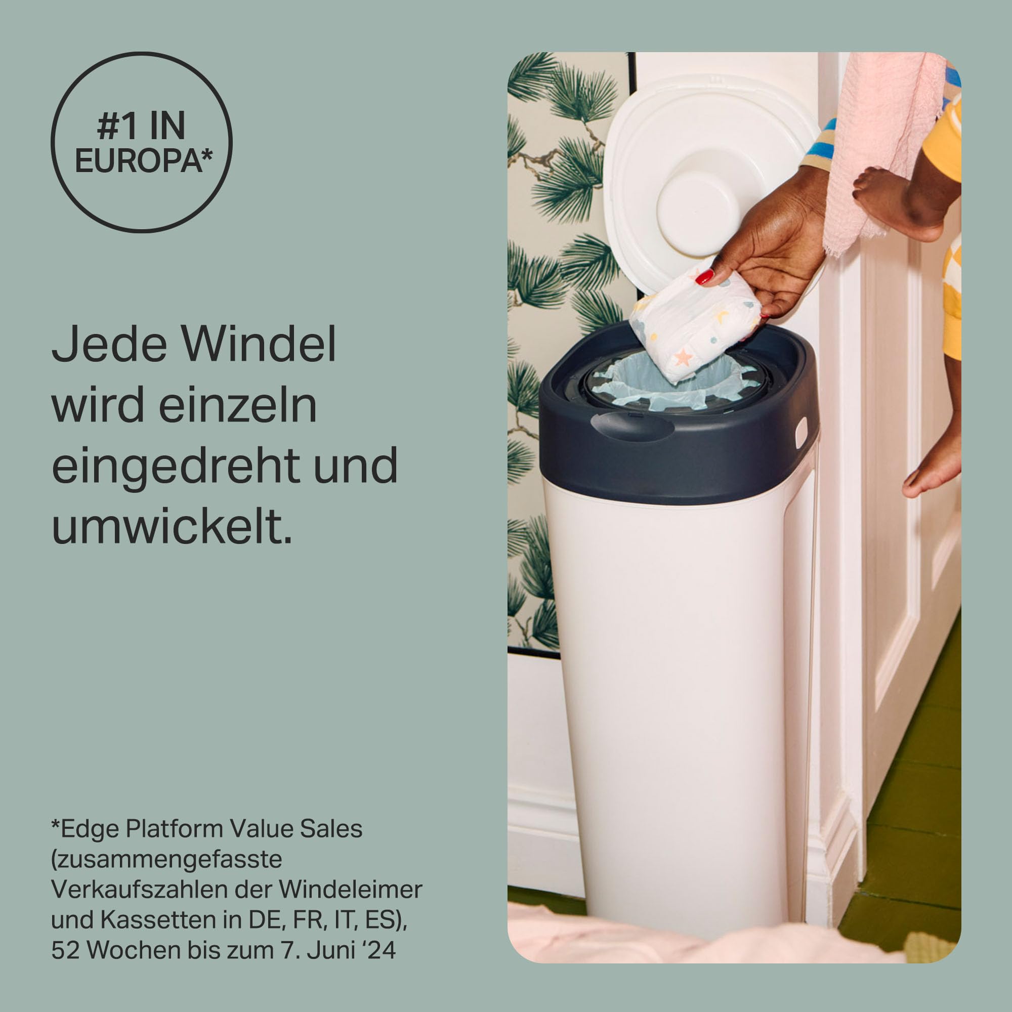 Tommee Tippee Twist & Click Windeleimer XL, Fasst bis zu 60 Windeln, Umweltfreundlicheres System mit 1 Nachfüllkassette mit Nachhaltig Bezogener Antibakterieller Greenfilm-Folie 3