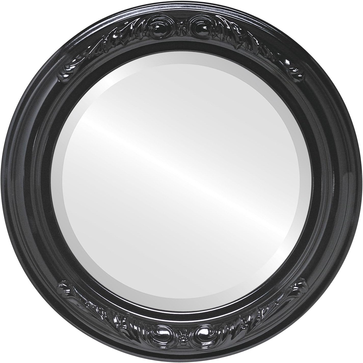 Round Beveled Wall Mirror for Home Decor Florence Style Gloss Black 18x18