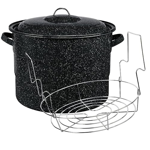 Granite Ware Canning Pot with Rack & Lid - 21 Quart Large Boiling Water ...