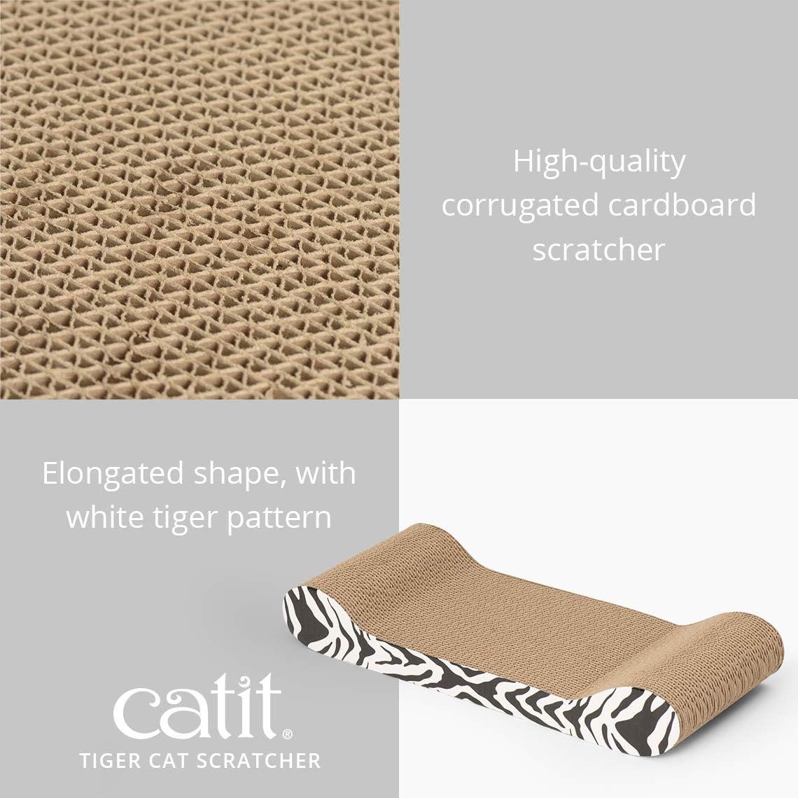 Catit Cat Scratcher with Catnip, Tiger Print Lounge, 52420, Black : Scratching Pads : Pet Supplies