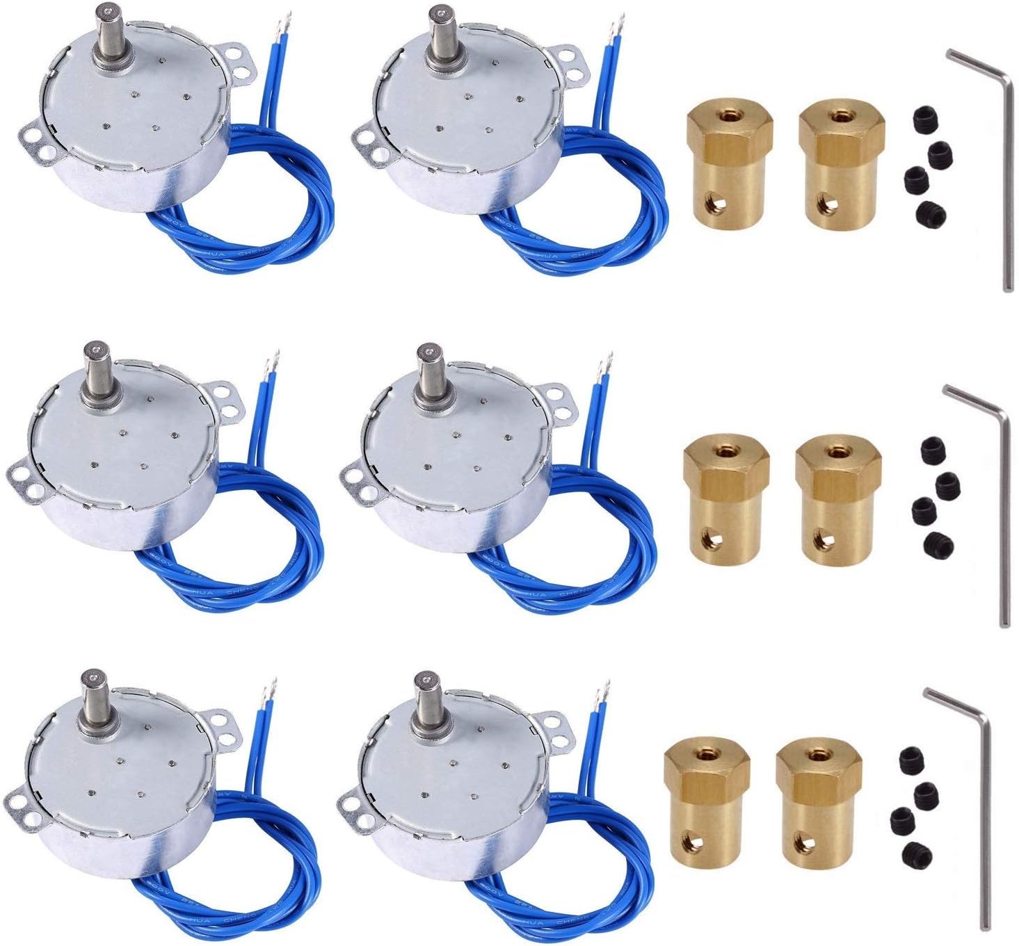 6PCS Turntable motor Synchronous Synchron Motor 50/60Hz AC 100~127V CCW/CW 4W 2.5-3RPM/MIN CCW/CW with 7mm Flexible Coupling Connector For Cup Turner,Hand-Made, School Project, Model (2.5-3RPM)