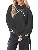 MAXIMGR Oversized Bow Trim Print Hoodies