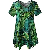 LARACE Plus Size Tops for Womens Summer Clothes Short Sleeve Shirts Casual V Neck Tunic Asymmetrical Blouses