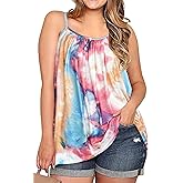 Plus Size Tank Tops for Women Boho Floral Loose Cami Spaghetti Strap Tunic Blouses