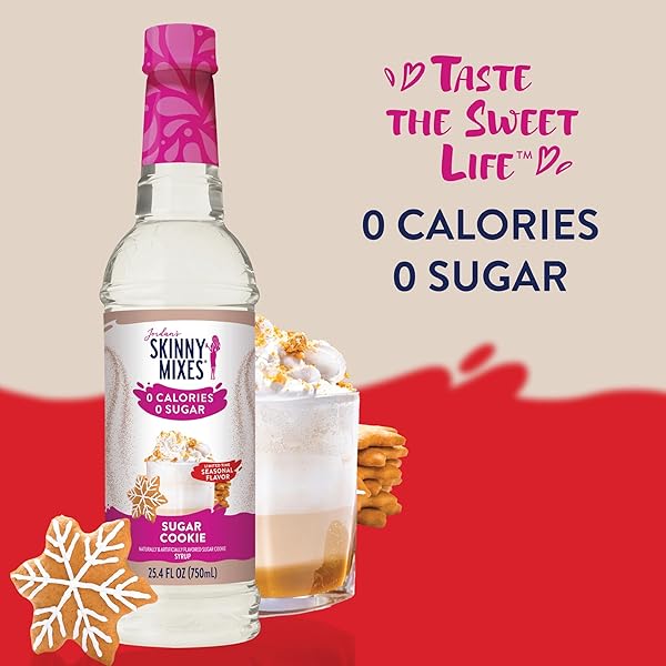 JORDAN’S SKINNY SYRUPS SUGAR FREE COFFEE SYRUP, SUGAR COOKIE FLAVOR, ZERO CALORIE FLAVORING FOR LATTE, PROTEIN SHAKE, COCKTAIL & MORE, GLUTEN FREE, KETO FRIENDLY, 25.4 FL OZ, 1 PACK